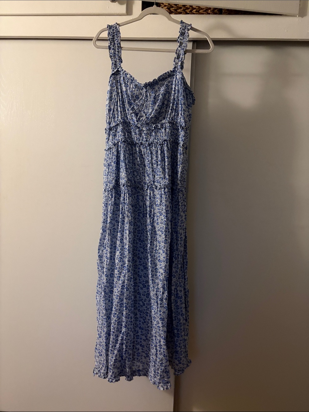 Gap x Doen Blue Floral Maxi Sundress with Smocked Bodice